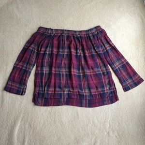 Anthropologie off the shoulder flannel top